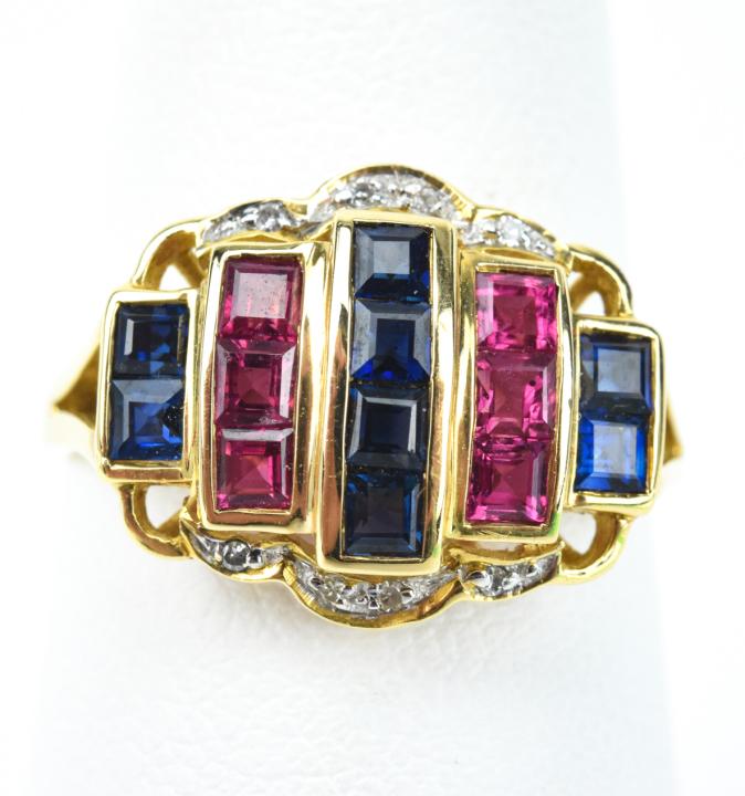 Estate 14k Yellow Gold Ruby Sapphire & Diamond (1 of 7)