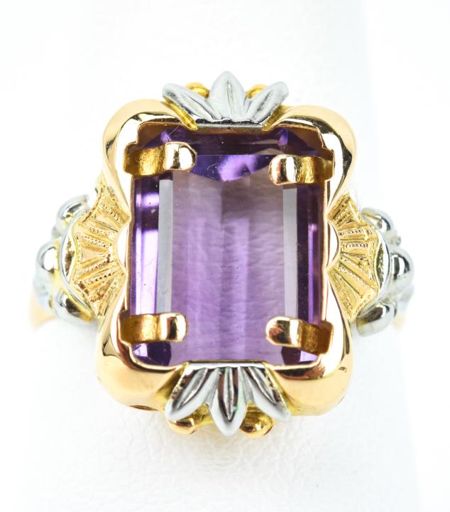Antique Amethyst 18K Yellow & White Gold Ring (1 of 7)