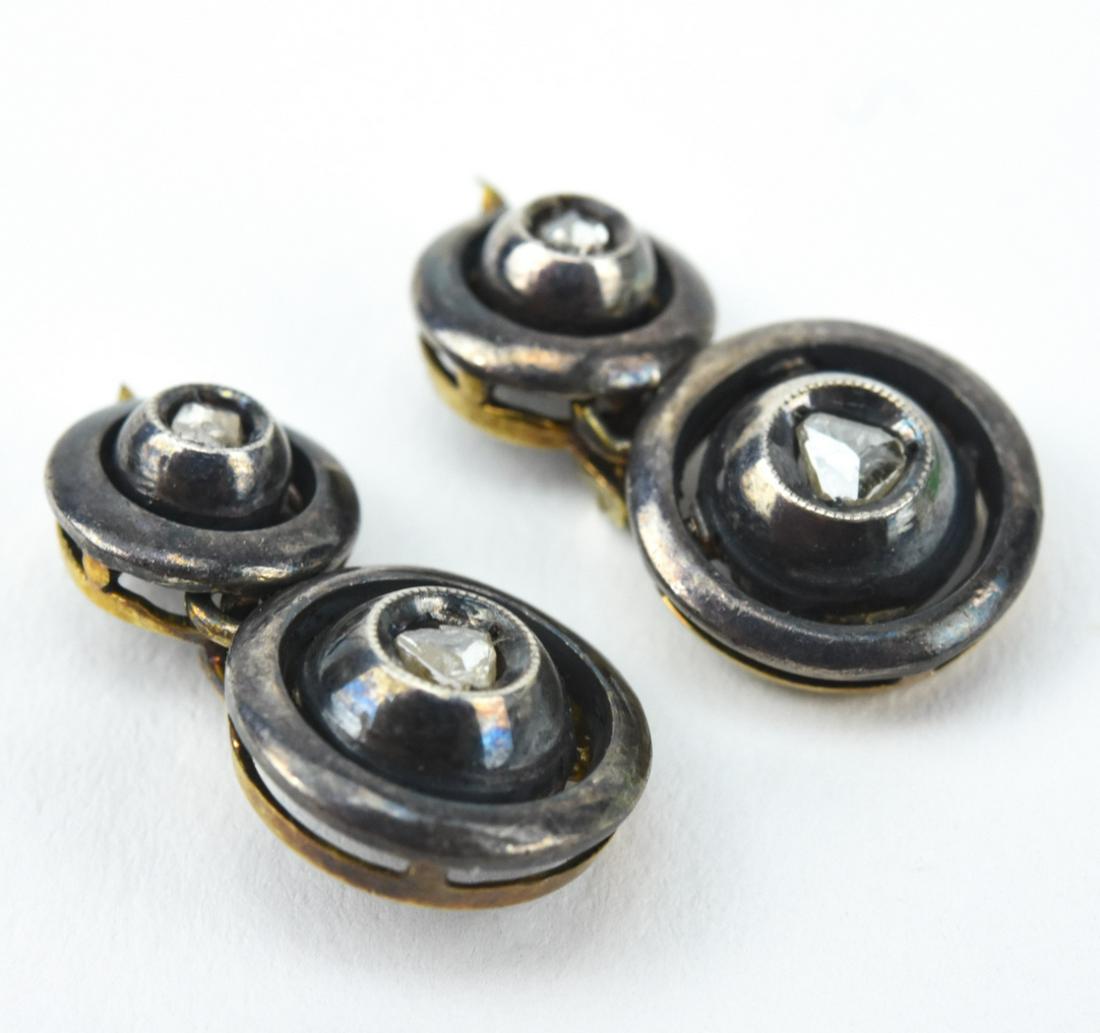 Pair of Rose Cut Diamond Silver & Gold Earrings (1 of 6)