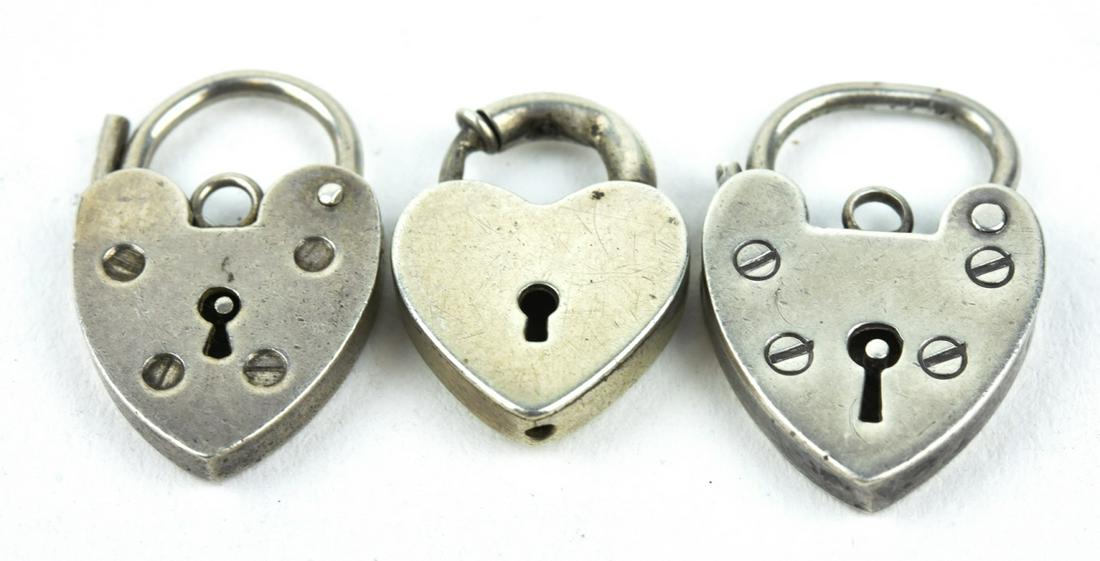 Three Sterling & Silver Heart Padlock Charms (1 of 8)