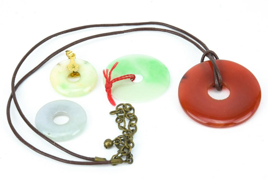 Assorted Chinese Jade Bi Disc Pendants (1 of 6)