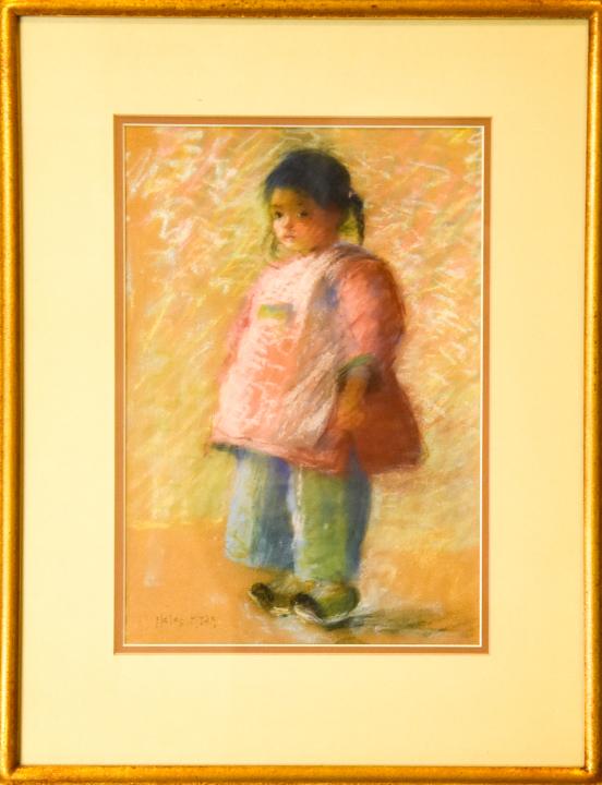 Framed Original Helen Hyde Japanese Girl Pastel: Framed Original Helen Hyde Signed Japanese Girl Pastel. Signed bottom left corner "Helen Hyde". American artist (1868-1919) best known for work reflecting Japanese women and children. Measures 16.5 in