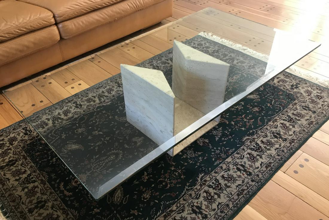 Custom Made Italian Travertine Marble Coffee Table (1 of 4)