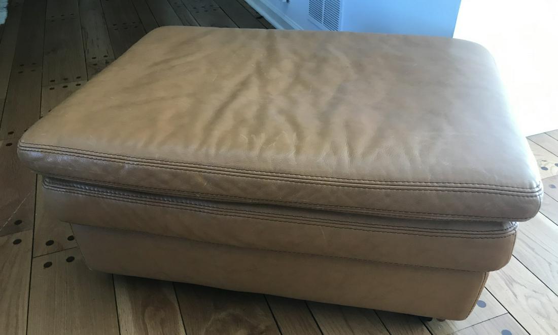 Contemporary Maurice Villency Leather Ottoman (1 of 4)