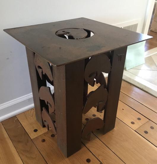 Custom Made Iron Fish Motif End Table (1 of 3)