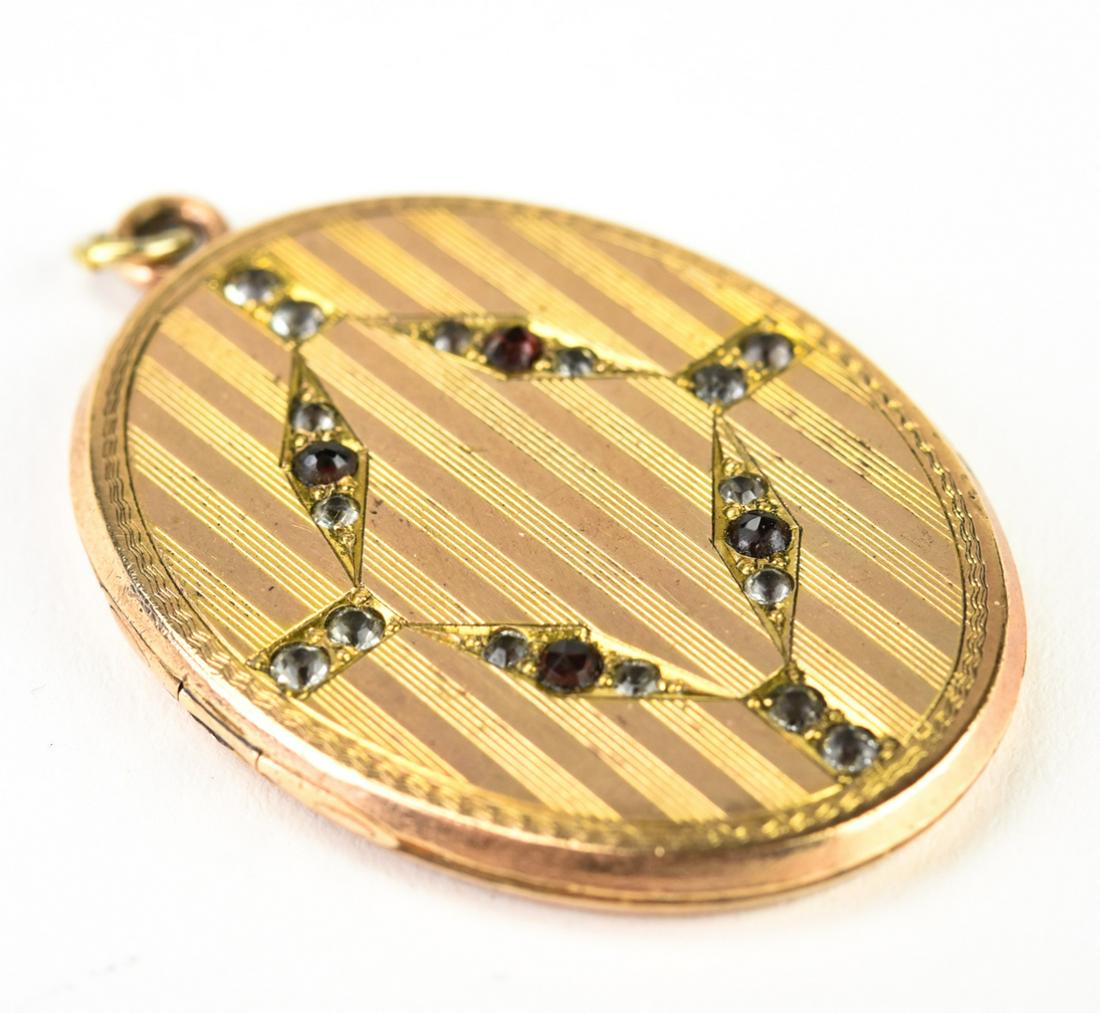 Antique C 1900 Large Two Tone Gold Locket Pendant (1 of 8)