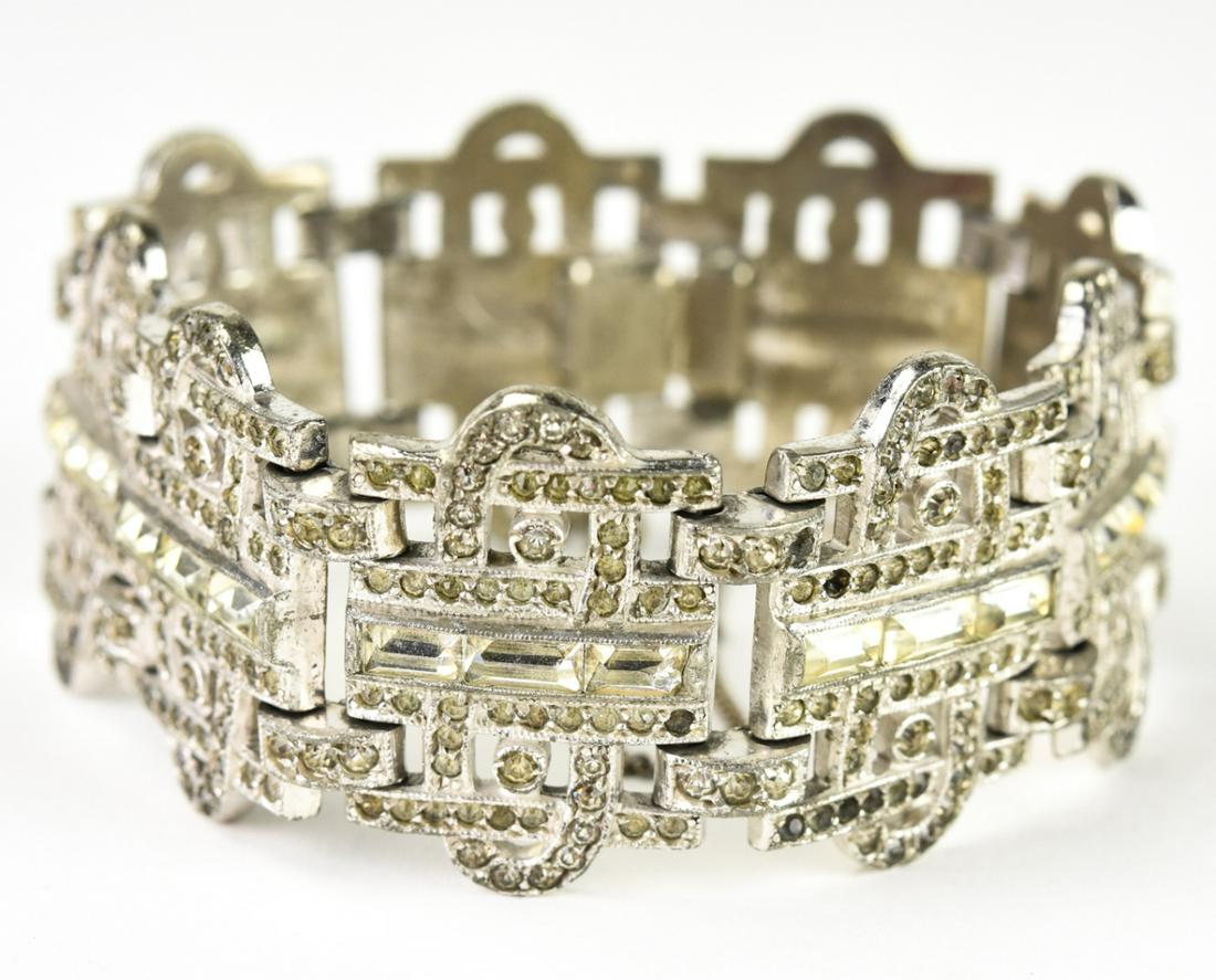 Antique C 1920s Art Deco Paste Set Panel Bracelet (1 of 6)