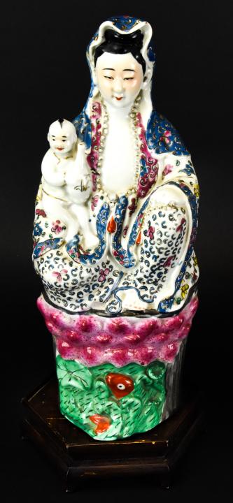 Chinese Hand-Painted Porcelain Figure of Quan Yin (1 of 9)