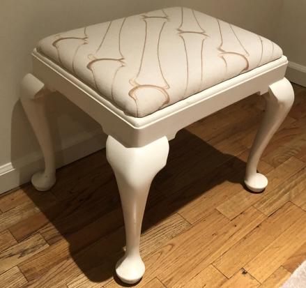 Queen Ann Style Custom Upholstered White Bench (1 of 3)