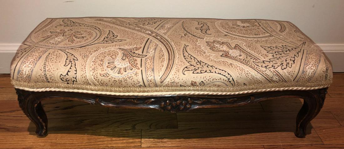 French Provencal Cashmere Upholstered Foot Stool (1 of 2)