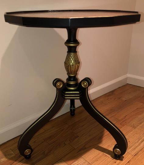 Napoleonic Black Lacquer Carved Pedestal Table (1 of 3)