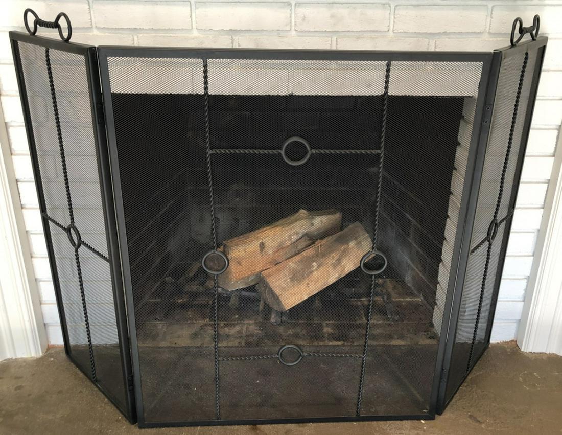 Contemporary Wrought Iron Black Fire Place Screen (1 of 4)