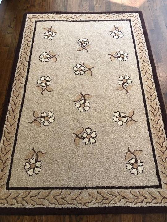 Vintage Stark Neutral Floral Area Carpet (1 of 2)
