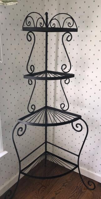 Shabby Chic Wrought Iron Black Corner Etagere (1 of 4)