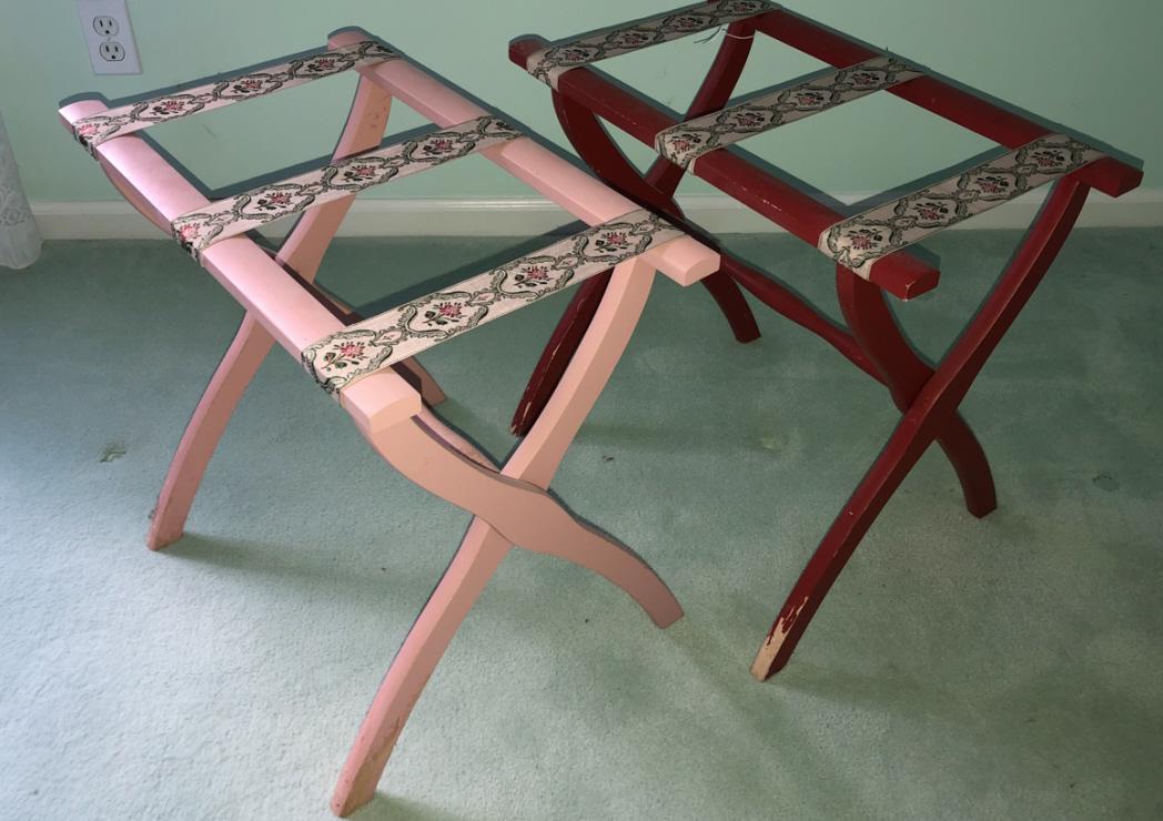 Pair Vintage Hand Painted Luggage Ribbon Racks (1 of 2)