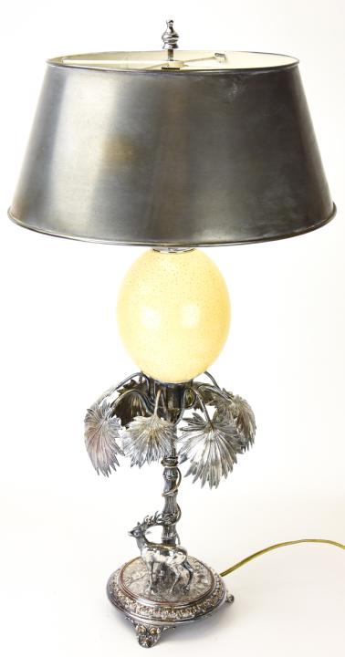 Antique Orientalist Silver Plate Ostrich Egg Lamp (1 of 7)