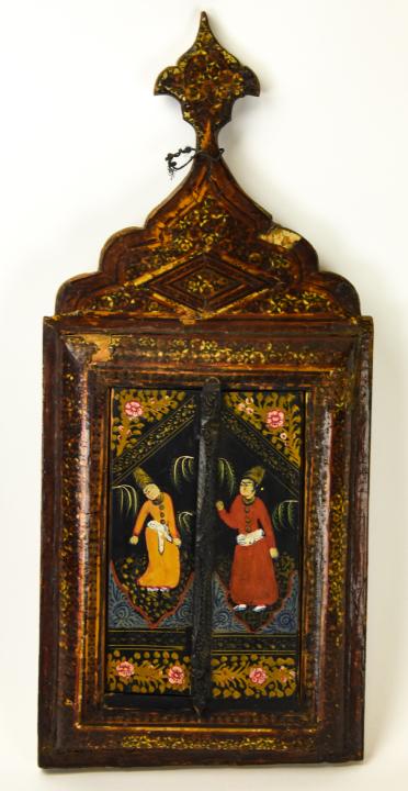 Antique Hand Painted Persian Qajar Triptych Mirror (1 of 10)