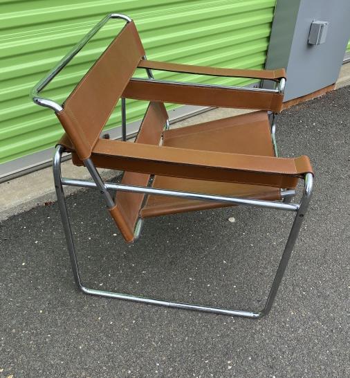 Knoll Wassily Style Brown Leather and Chrome Chair (1 of 4)