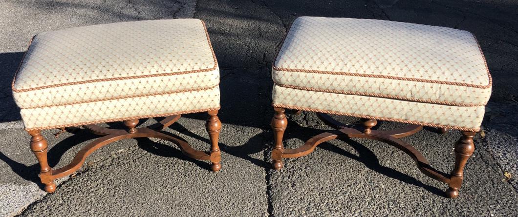 Pair French Country Style Upholstered Ottomans (1 of 6)