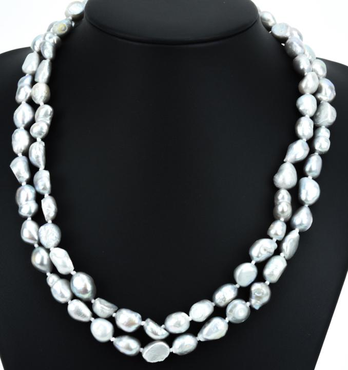 Pair Sterling & Baroque Pearl Necklace Strands (1 of 5)