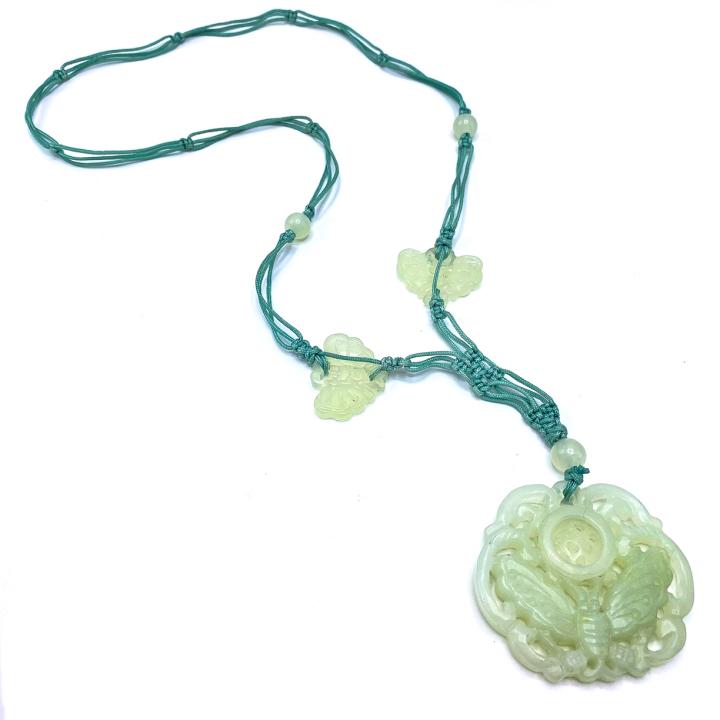 Vintage Long Jade Necklace on Cord (1 of 4)