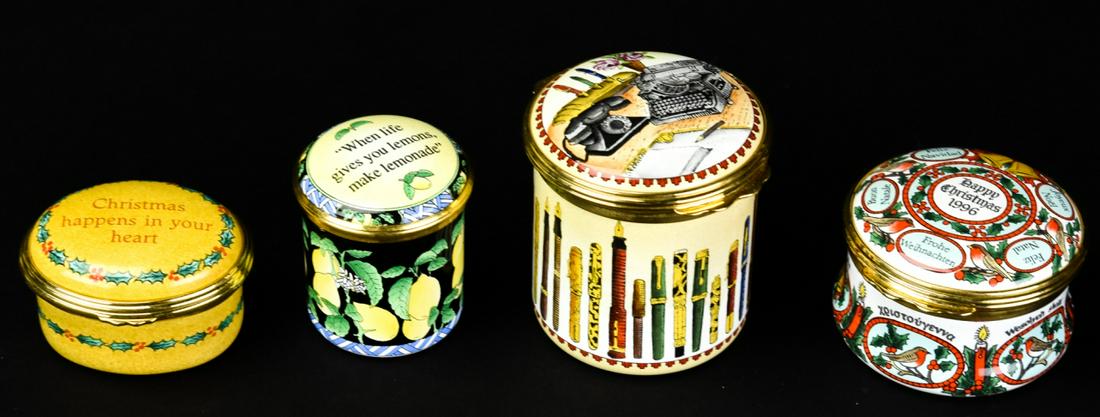 4 Halcyon Days Enamels Hand Painted Hinged Boxes (1 of 8)