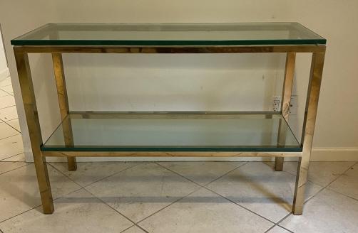 Modern Glass & Brass Tiered Console Table (1 of 4)