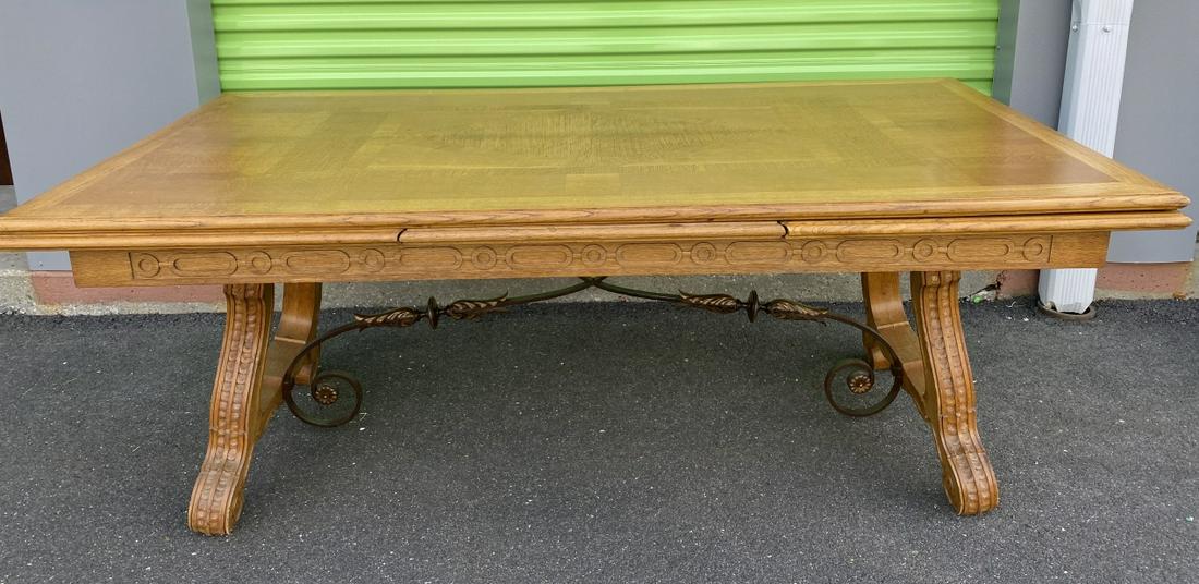 Contemporary Amish Carved Oak Table (1 of 9)