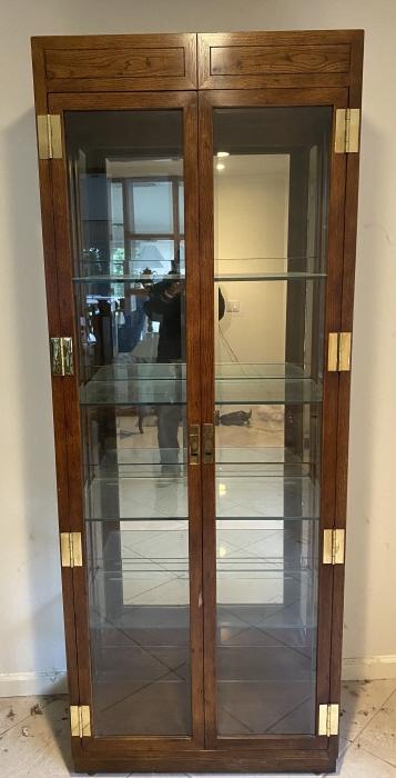 Vintage Henredon Campaign Style Curio Cabinet (1 of 8)