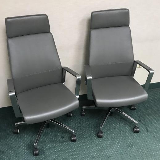 Pair of Contemporary Gray Leather Office Chairs (1 of 3)
