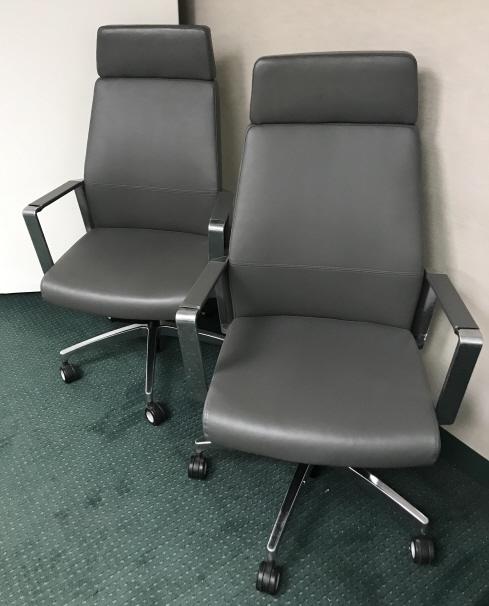 Pair of Contemporary Gray Leather Office Chairs (1 of 4)