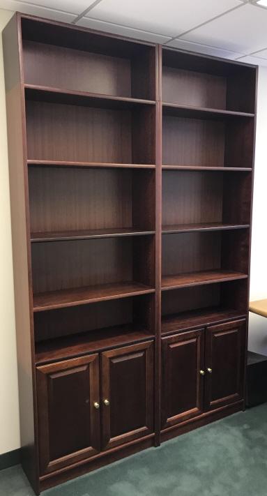 Pair of Mahogany Tone Bookcases w Cabinet Bases (1 of 5)