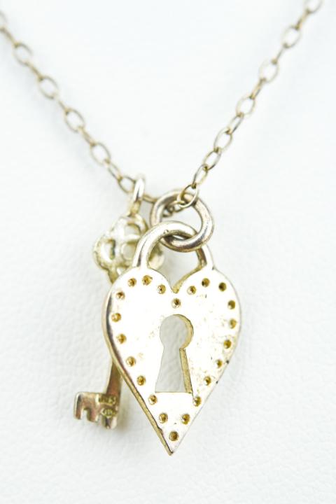 Sterling Silver Heart Padlock & Key Necklace (1 of 7)