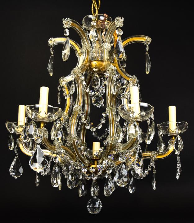 Venetian Glass & Crystal 6 Light Chandelier (1 of 10)