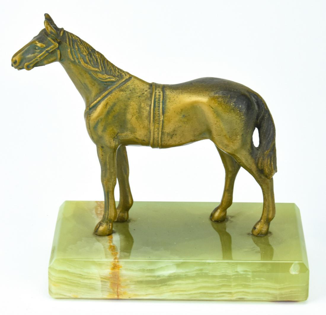 Antique Equestrian Table Statue Horse w Onyx Base (1 of 8)