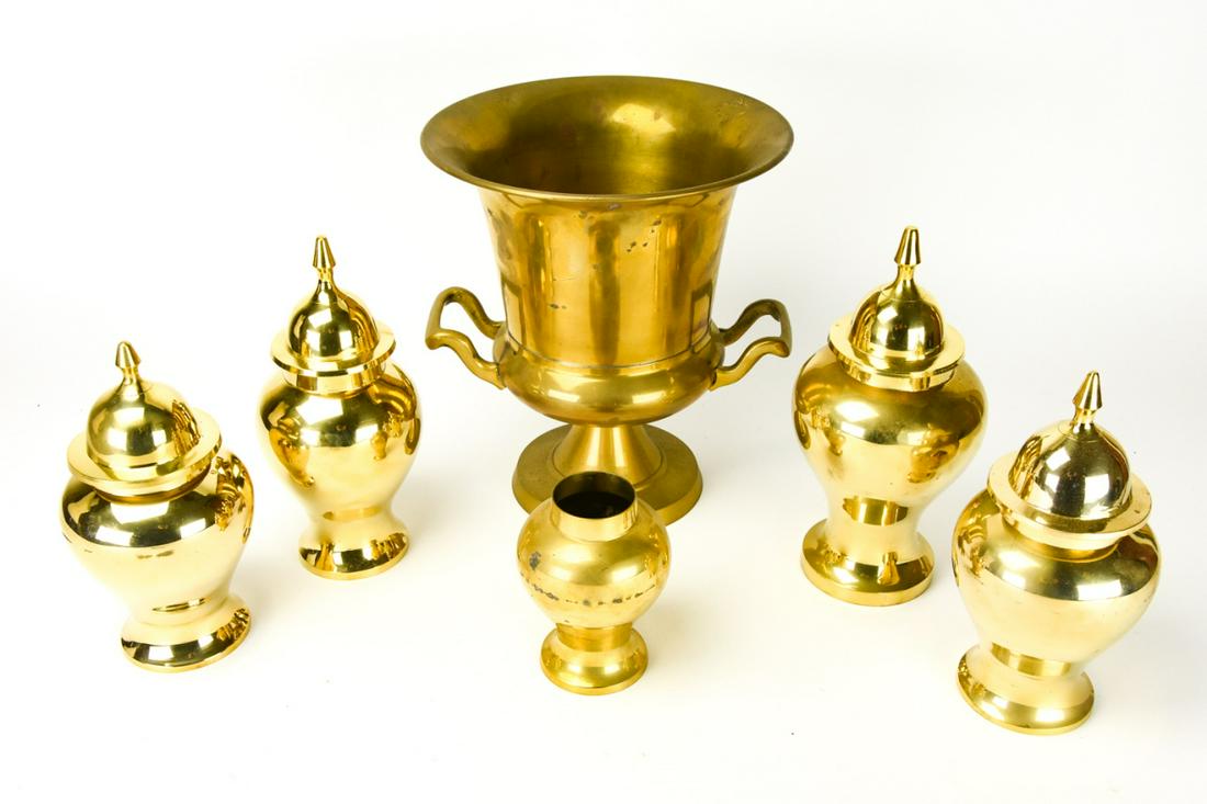 Collection Lidded Brass Vessels & Centerpiece Urn (1 of 8)