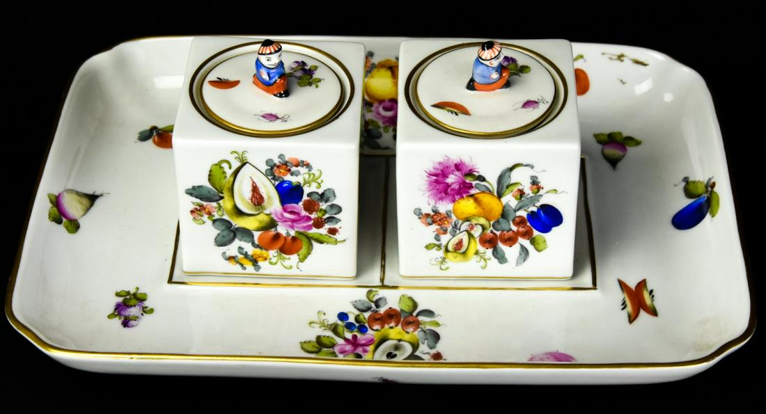 Herend Chinoiserie Double Ink Well With Tray (1 of 9)