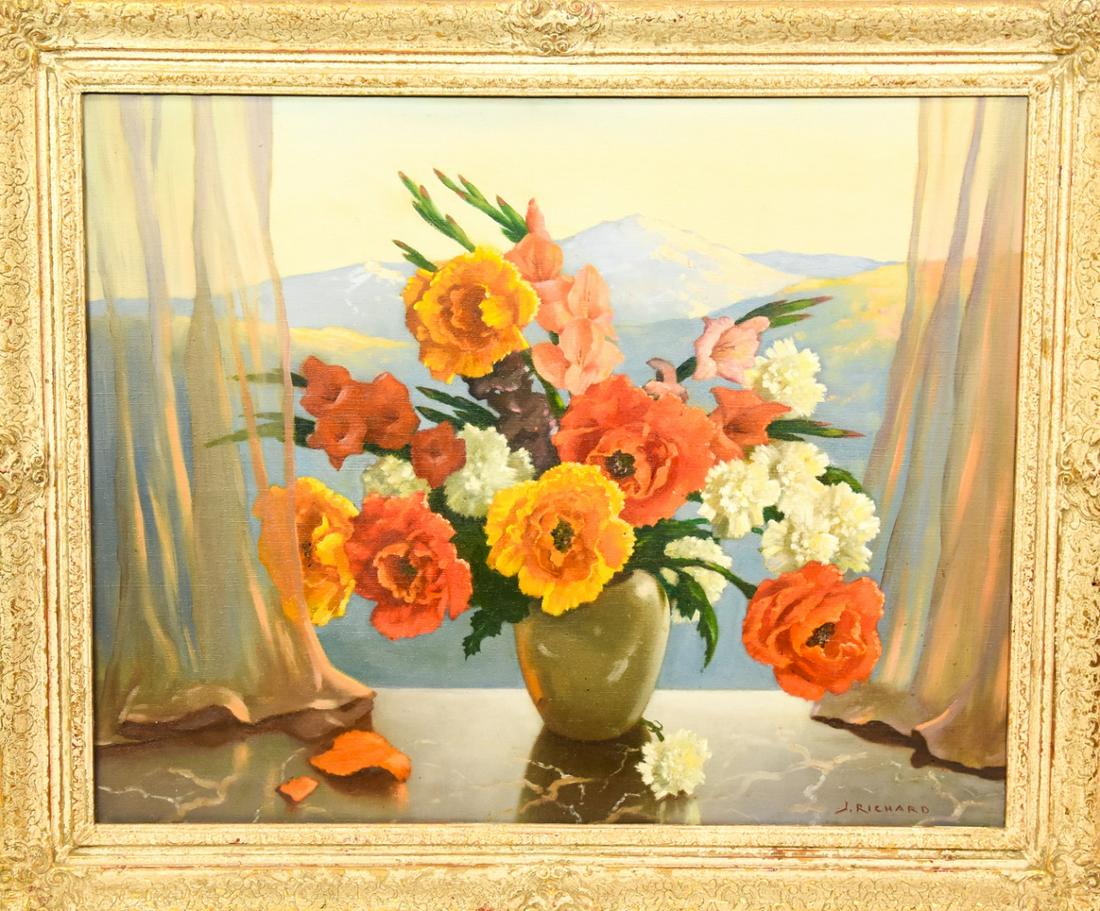 Signed & Framed Acrylic Still Life of Flowers (1 of 7)