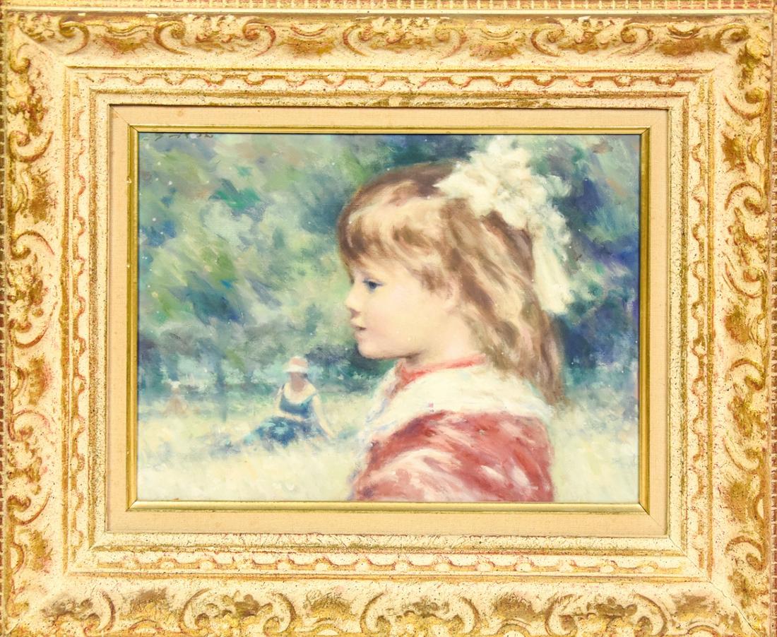 Framed Impressionist Style Painting Young Girl (1 of 8)