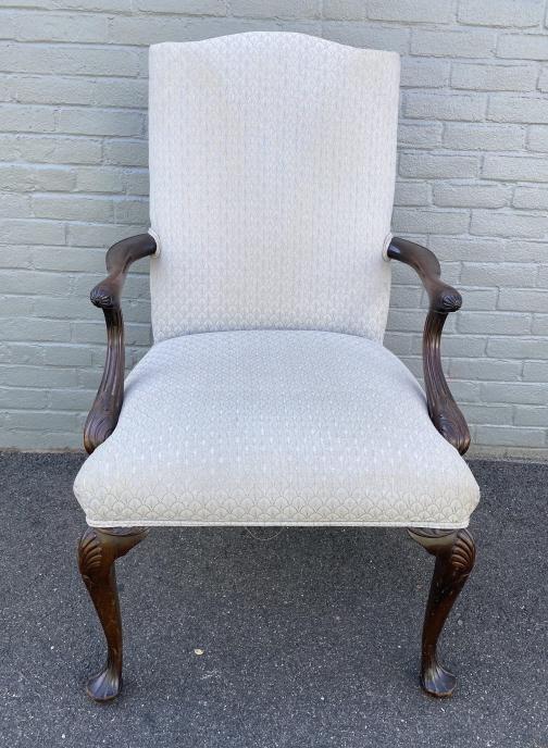 Chippendale Style Upholstered Damask  Armchair (1 of 7)