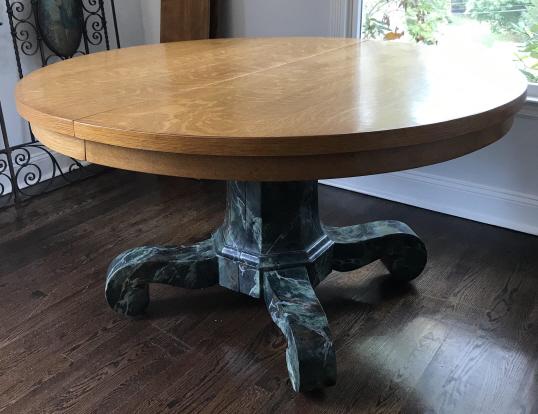Faux Painted Marble & Oak Dining Room Table (1 of 5)