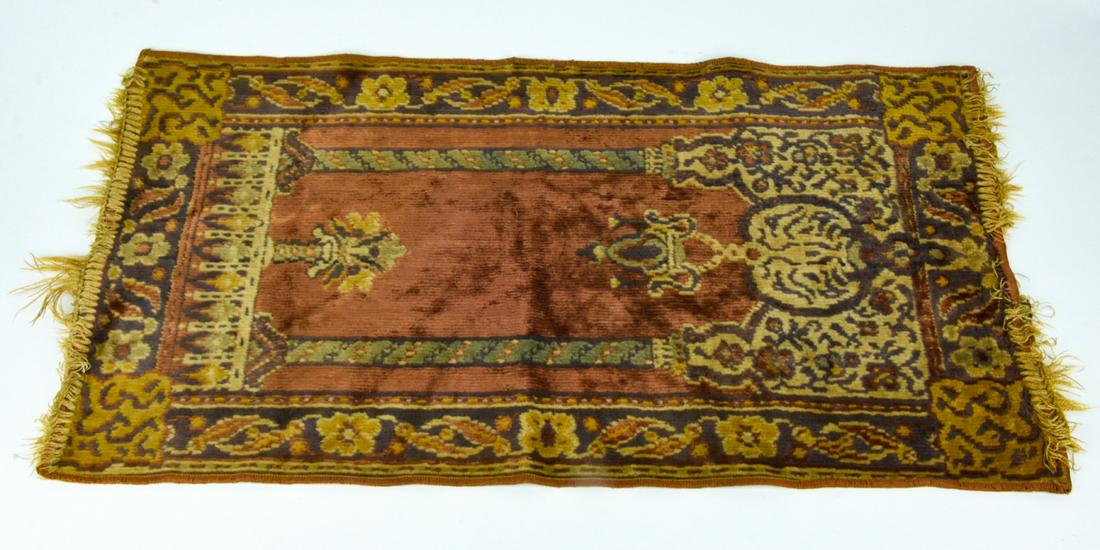 Small Antique Islamic Silk Blend Prayer Rug (1 of 9)