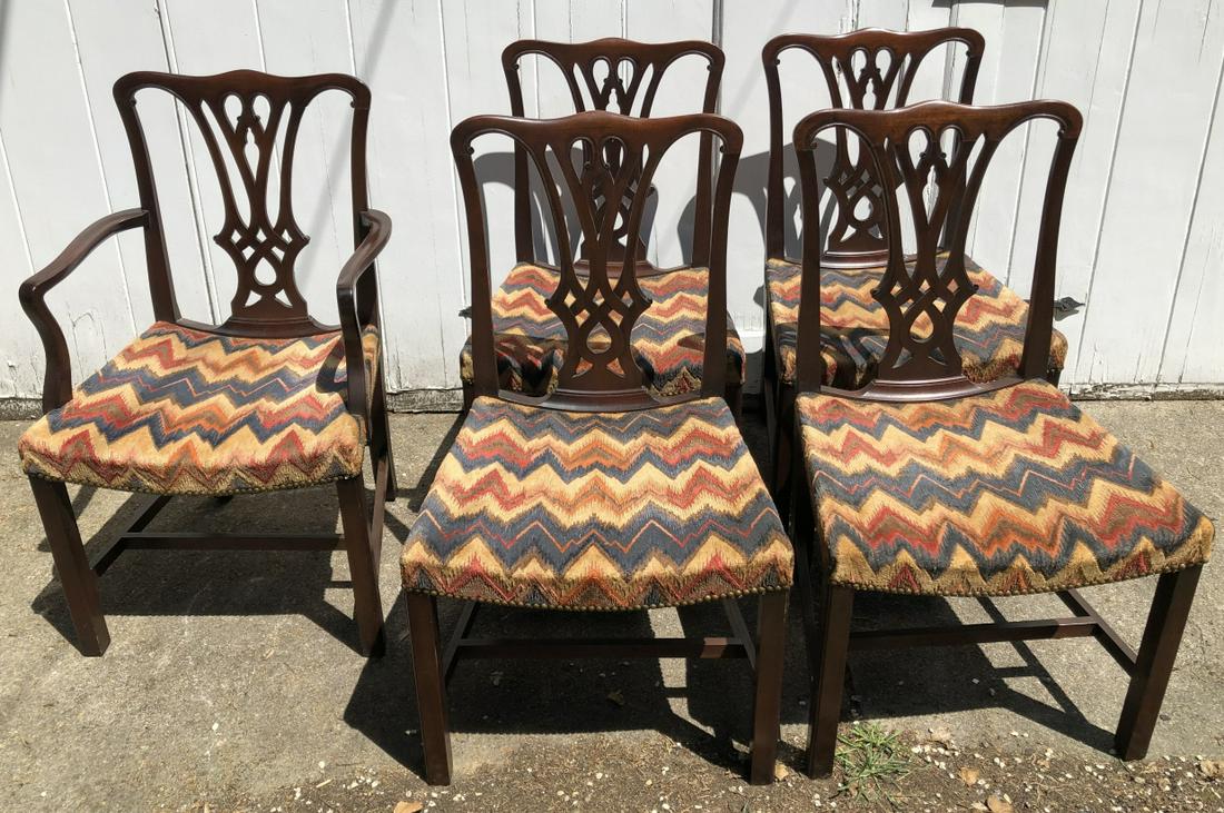 5 Antique Carved Chippendale Shield Back Chairs (1 of 5)