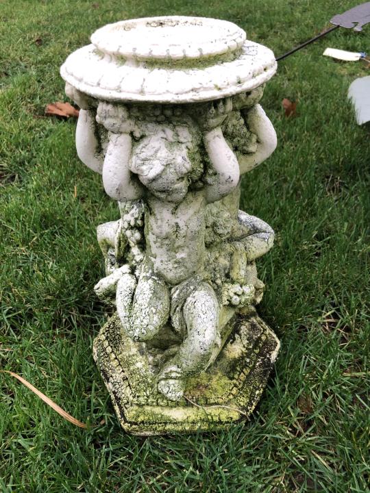 Antique Composite & Cement Putti Garden Stand (1 of 2)