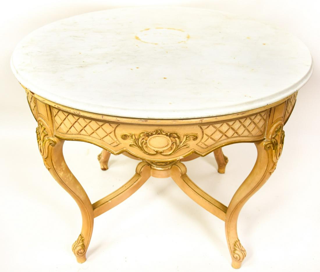 Round French Provincial Giltwood Marble Top Table (1 of 9)