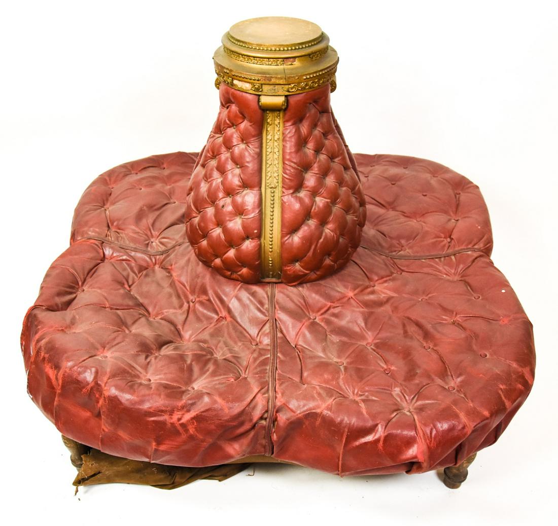 Victorian Round Tufted Leather Confidante Sofa (1 of 9)