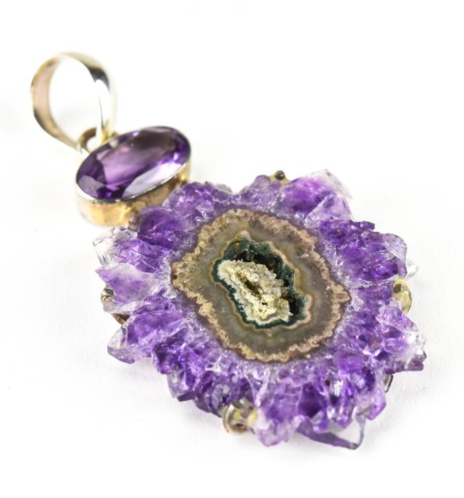 Unique Handmade Sterling Amethyst & Geode Pendant (1 of 6)