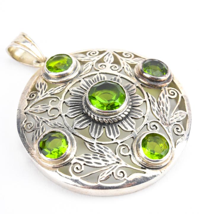 Large Sterling Silver & Peridot Necklace Pendant (1 of 7)
