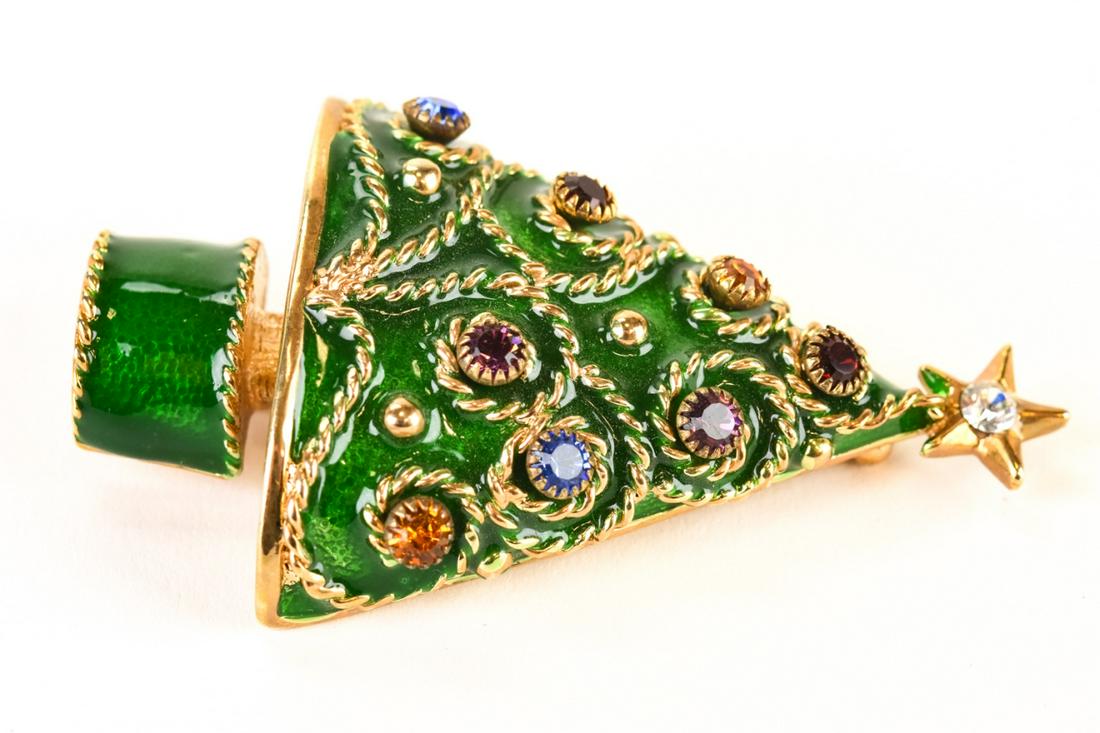 Enamel & Rhinestone Stud Earring Christmas Brooch (1 of 7)
