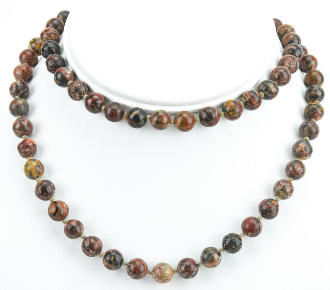 Vintage Hand Knotted Moss Agate Bead Necklace (1 of 6)